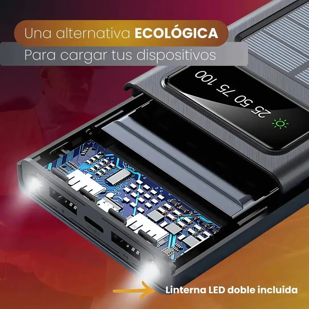 POWER BANK CON PANEL SOLAR 10.000 mAh